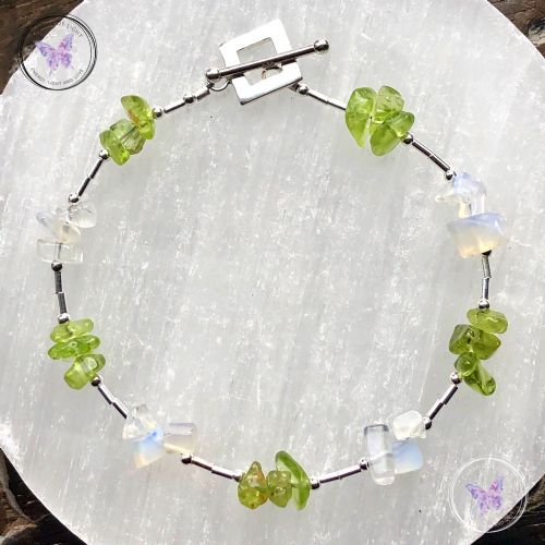 Peridot & Opalite Silver Bracelet